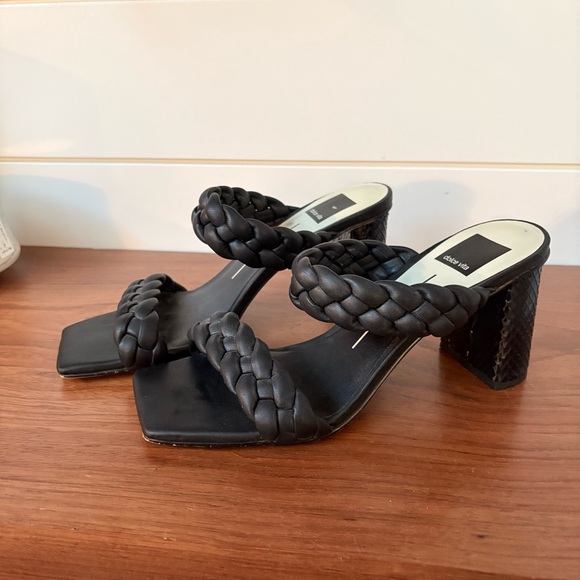 Dolce Vita Womens Paily Block Heels Stella Black Sandals Braided Leather 7 - 7.5 - Picture 3 of 10
